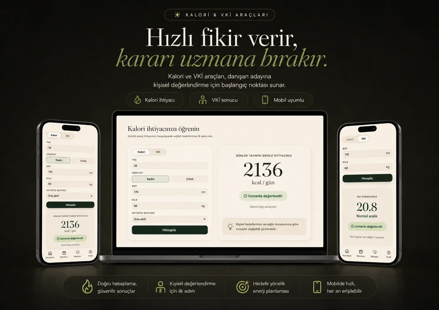 Kalori ve VKİ hesaplama aracı görseli