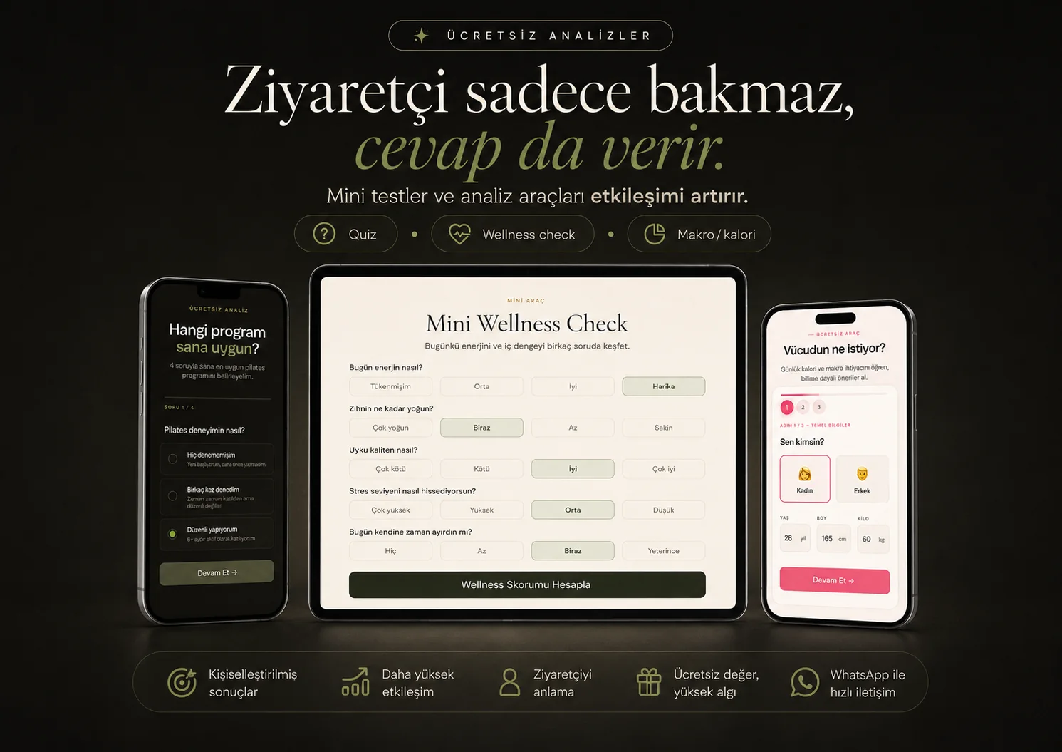 Ücretsiz analiz ve mini test araçları görseli